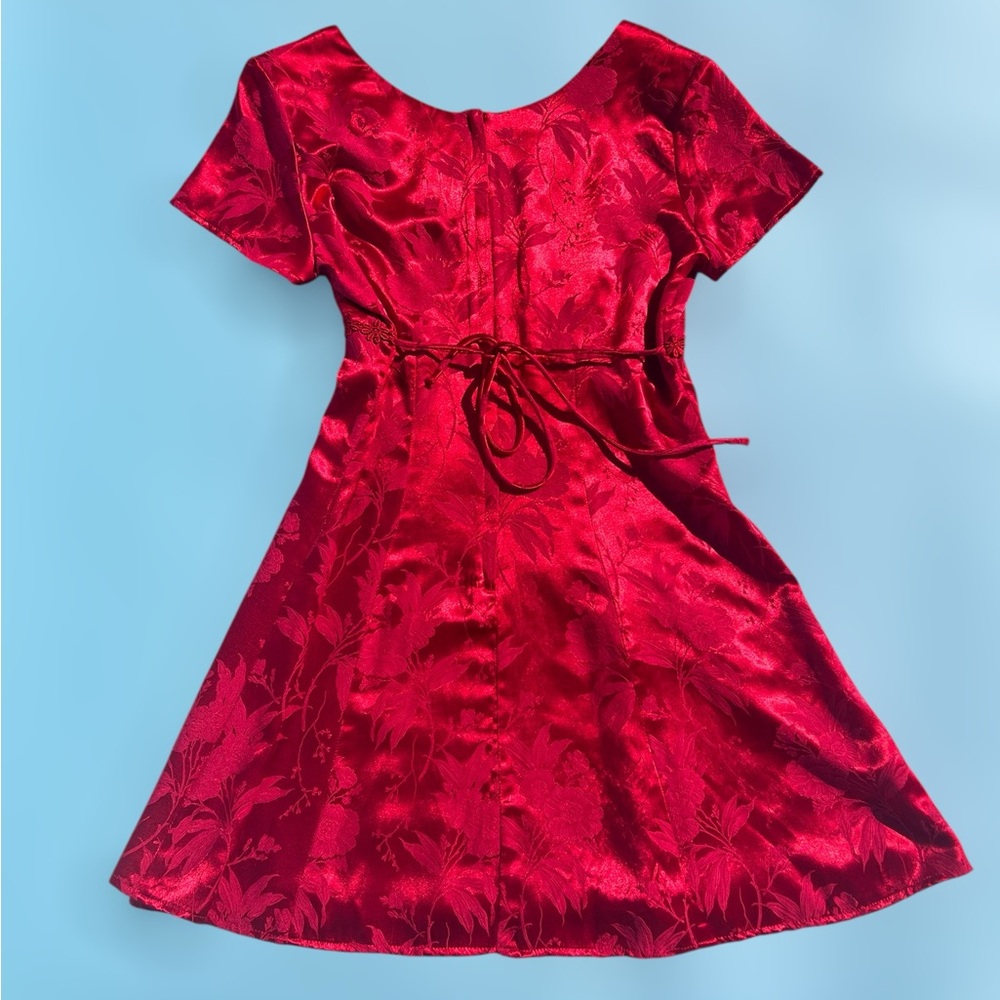 Vintage red brocade dress - Picture 3 of 7